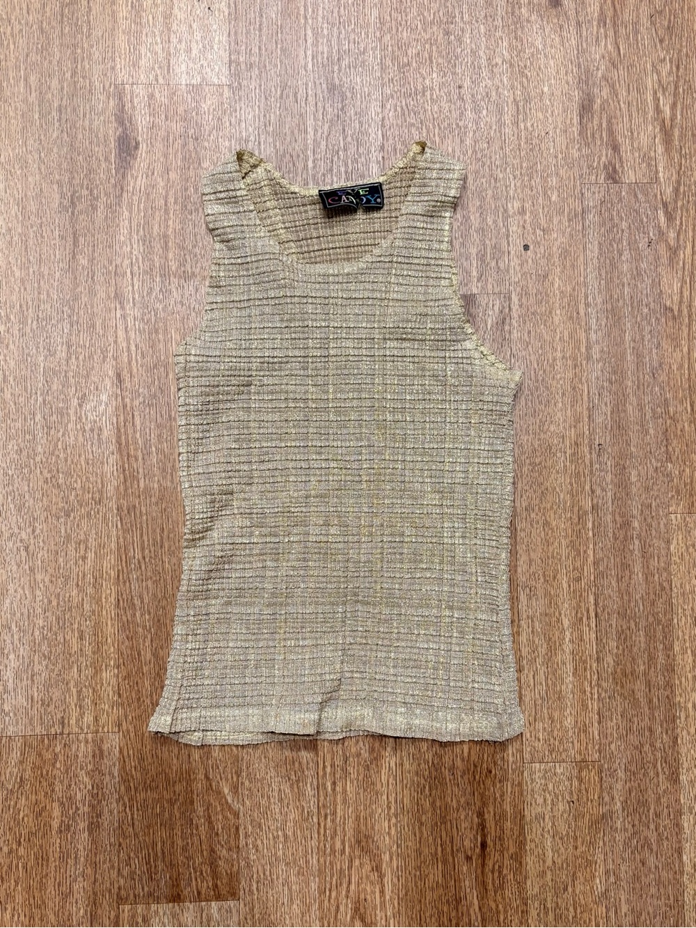 eye candy Gold Ribbed Metallic Tank Top